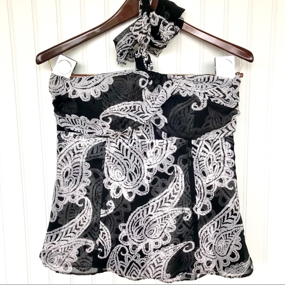 White House Black Market 100% Silk Halter Top, 6
